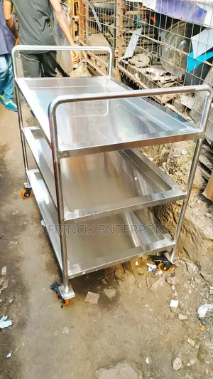 3 Tier Food Trolley, Stainless Steel Made