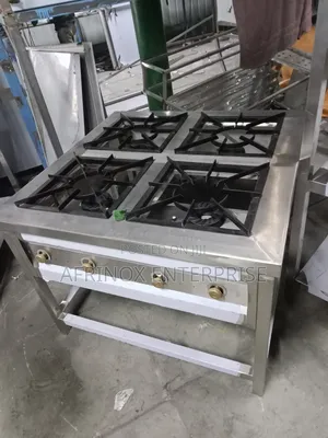 Heavy-Duty 4 Burner Gas Cooker – Stainless Steel