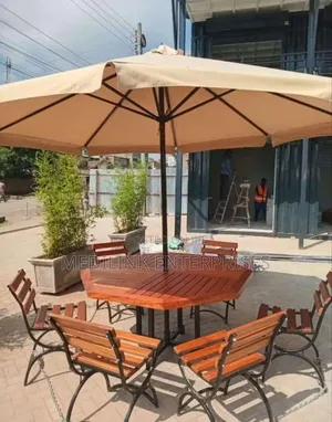 Six Seater Wooden Metallic Garden Outdoor Umbrella Shade
