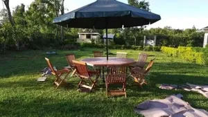 Six Seater Wooden Foldable Chairs Garden Shades