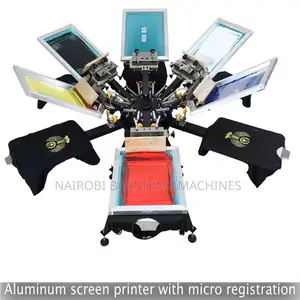 6 Color 6 Station Screen Printing Machine With Double Wheel Screen