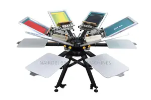 Manual 6-Station T-Shirt Carousel Screen Printing Machine 6-Colo