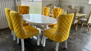 Six Seater Wooden Upholstered Dinner Table Set