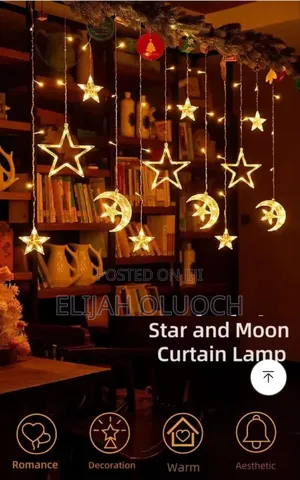 10 PCS Star and Moon Christmas Led Garland Curtain Light