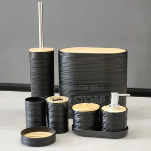 8 PCS Bathroom Setluxury Bamboo Plastic Bathroom Accessories Set