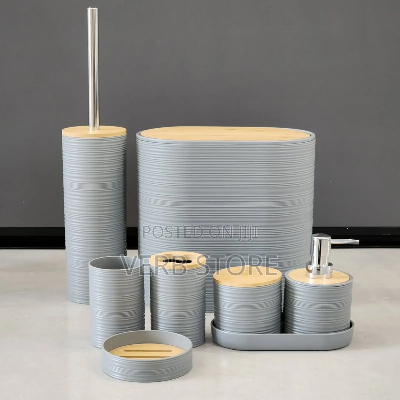 8 PCS Bathroom Setluxury Bamboo Plastic Bathroom Accessories Set