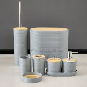 8 PCS Bathroom Setluxury Bamboo Plastic Bathroom Accessories Set