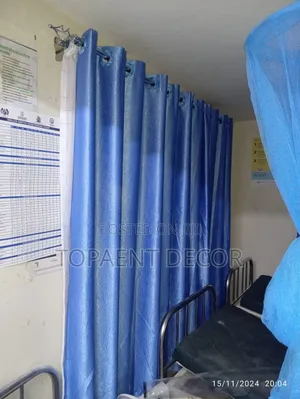 Soft Plain Nevy Blue Window Hospital Curtains