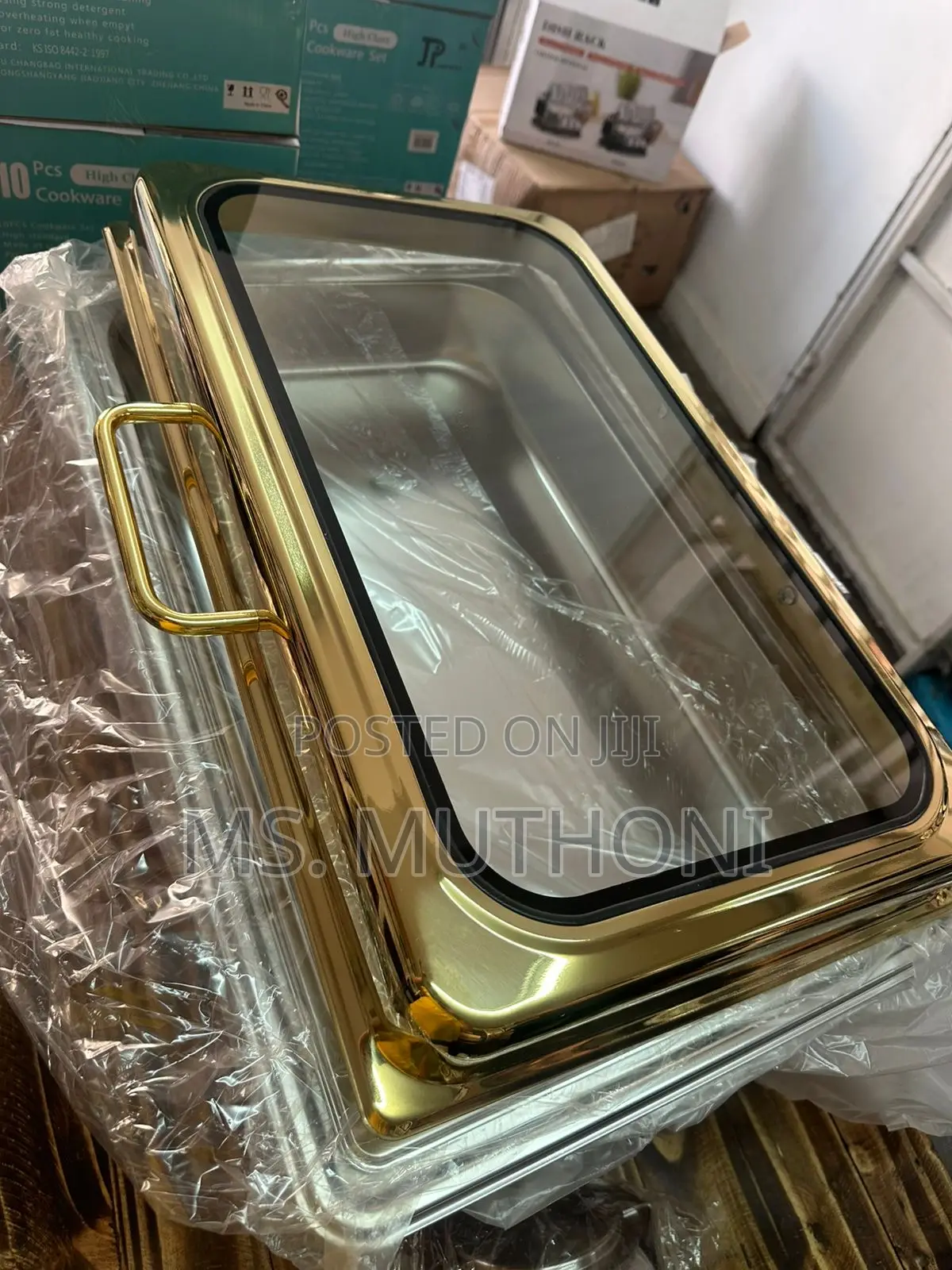 9l Rectangle Gold Coated Buffet Food Warmer / Chaffing Dish*