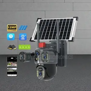 4g 12mp PTZ Solar Camera Multiple Lens With Loud Light Alarm Siren