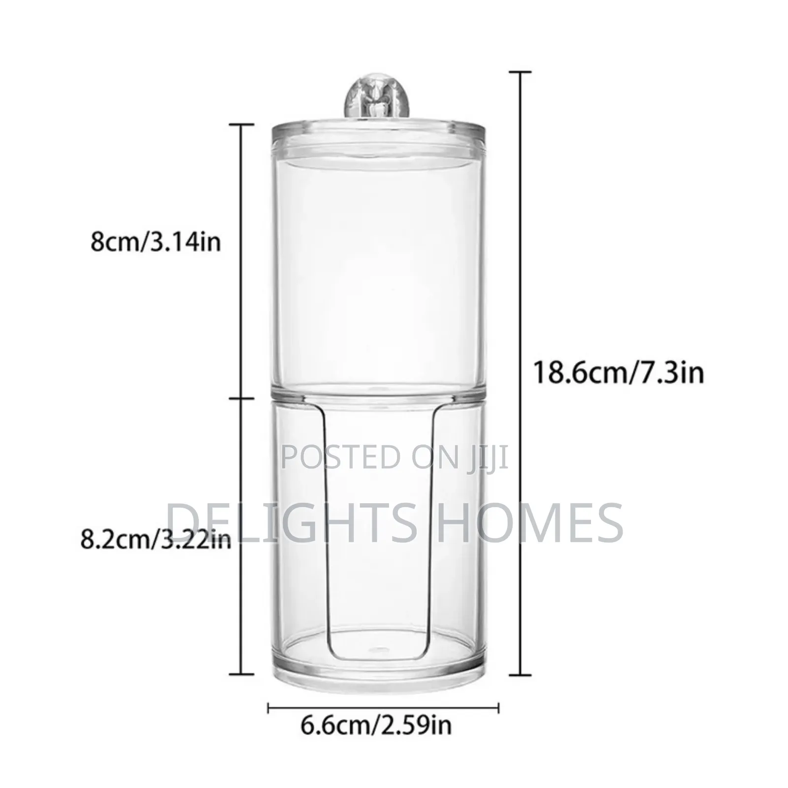 2 Layer Acrylic Multifunctional Round Qtip Storage Box_haw