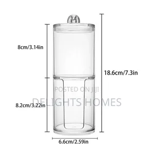 2 Layer Acrylic Multifunctional Round Qtip Storage Box_haw
