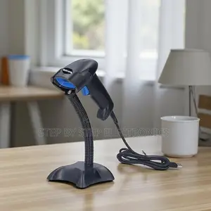 Usb Wired Handheld Laser Barcode Scanner With Stand Durable Body Build