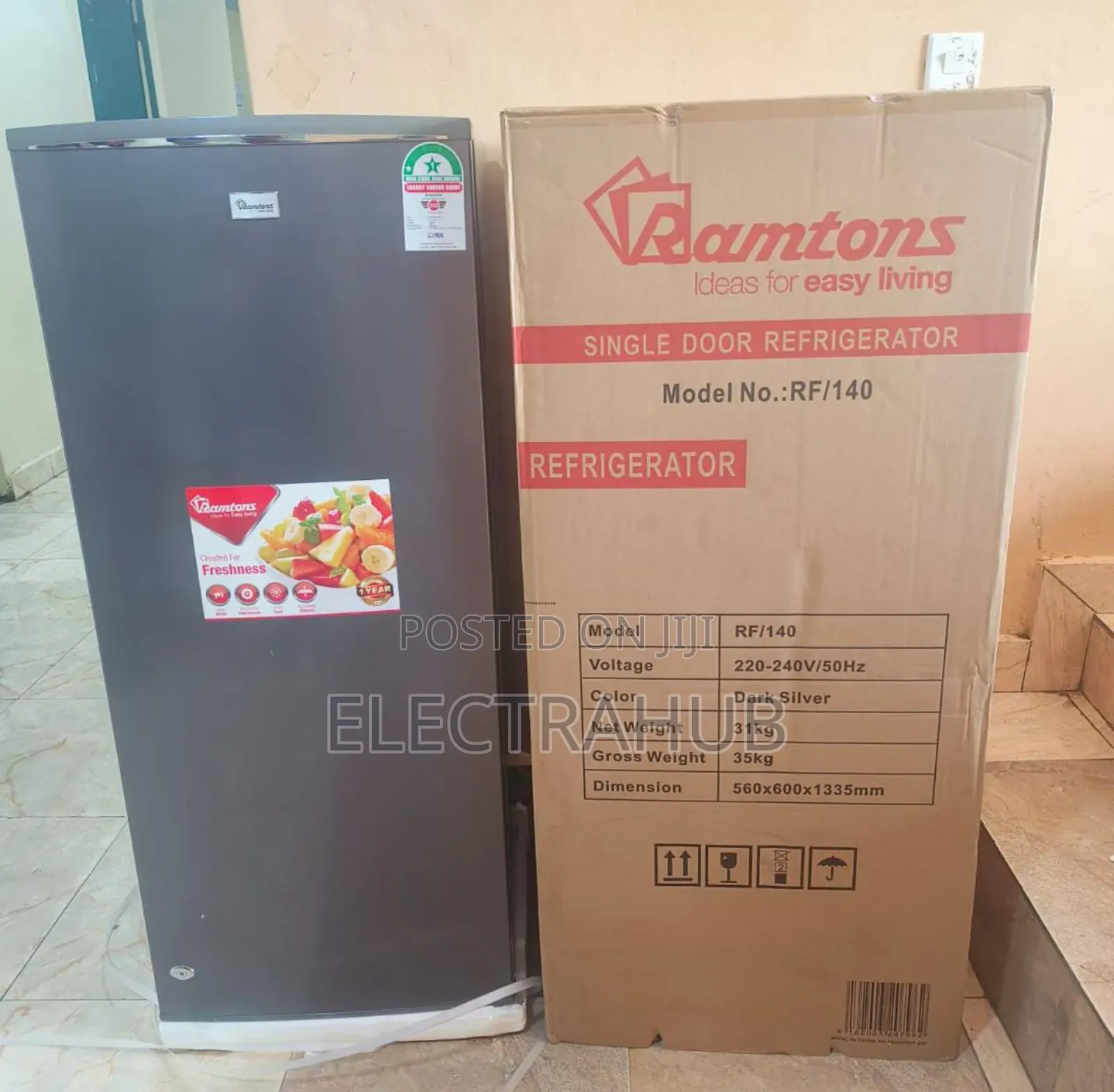 Ramtons Rf/140-Single Door 180lt Fridge-Silver