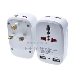 Universal Travel Plug Adapter – 2 Usb Ports, Worldwide Ac Power Ch