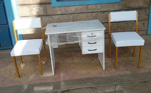 Office Desk Set White and Gold.