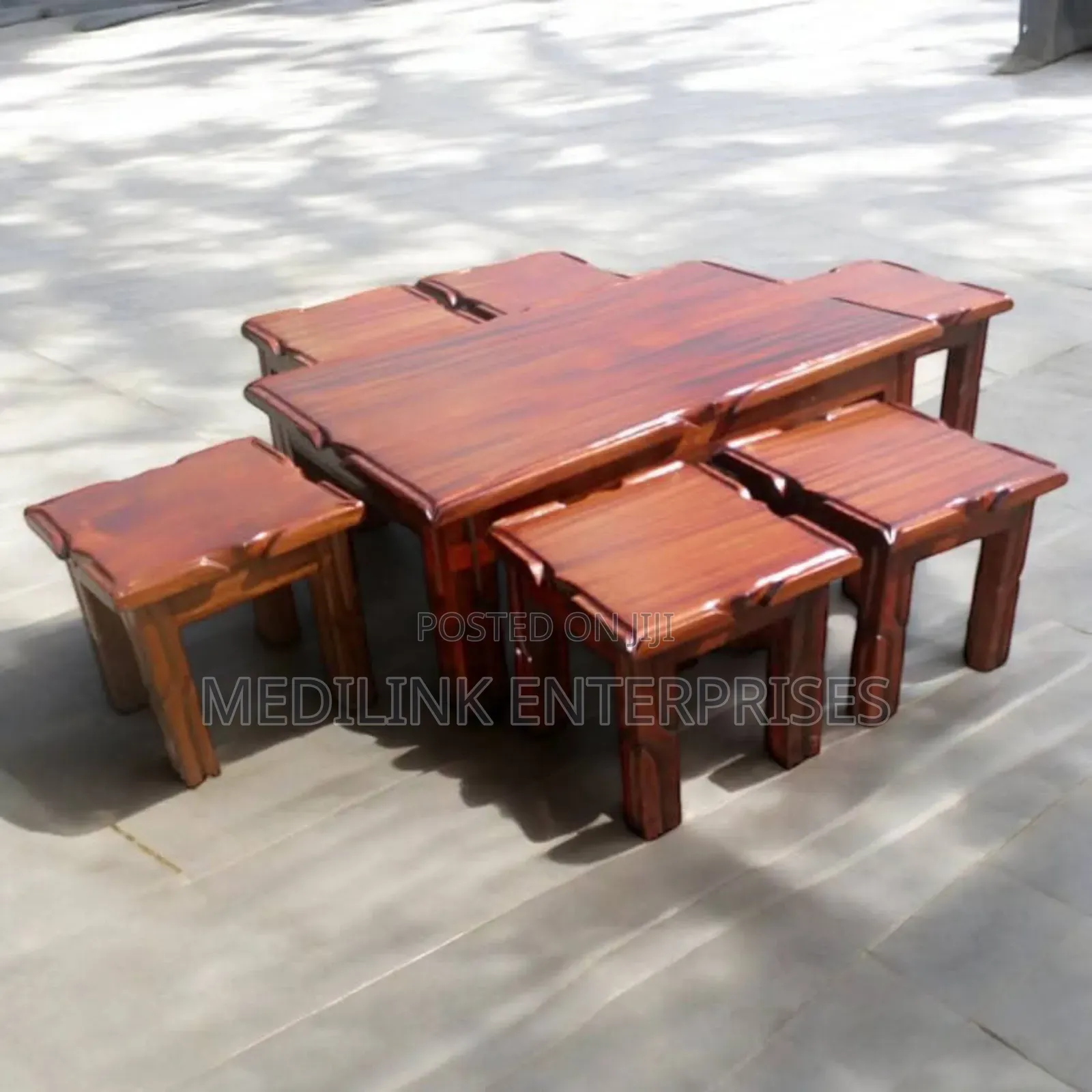 Mahogany Coffee Table Set With Four Stools