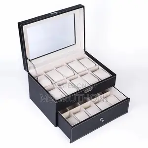 Two-Tiered Twenty (20 ) Slots Leather Watch Organizer*