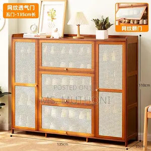 Diy 26 Pairs Reticulated Bamboo Shoe Cabinet