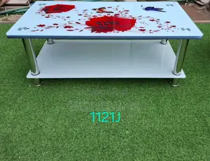 Flowered Top Glass Coffee Table