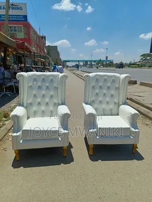2 Leather White King Chairs