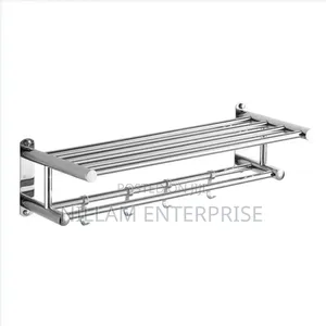 Bathroom Wall Mounted Towel Rack Accessory With Hooks*