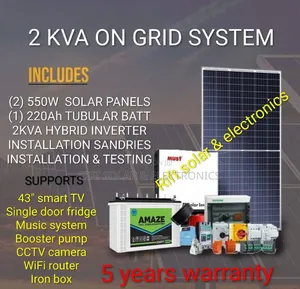 2kva Off-Grid Solar System - (2)550w Solar Panels - 220ah Wet Battery