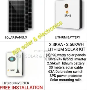 3.3kva Hybrid Inverter - 2.56kwh Lithium Battery Off-Grid Solar System