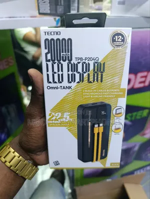 Tecno 20000 Mah Portable Powerbank 22.5w Fast Charging Power Bank