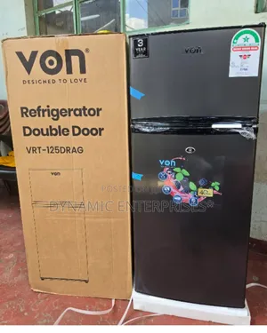Von Double Door Fridge 125litres Direct Cool
