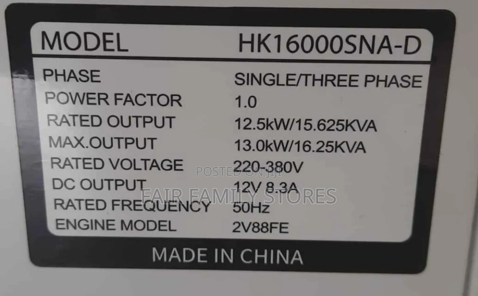 15kva Hisaki Generator Air-Cooled