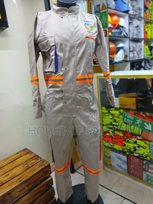 Orange Reflectors Vest the Body of the Overall Is Beige