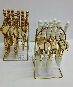 24-Piece Gold-Finished Stainless Cutlery Set W White Ceramic Handle