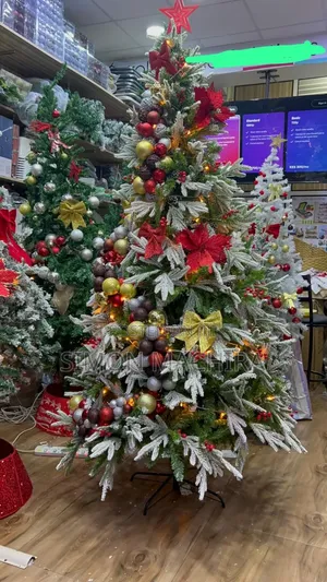 Pine Snow Flocked Christmas Tree With Cone and Berries 7ft