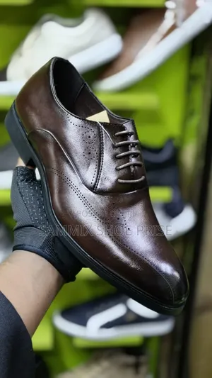 Coffee Embossed Men Officials Shoes