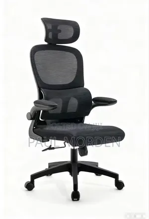 Office Chair :Folding Hands Black High Back Chair