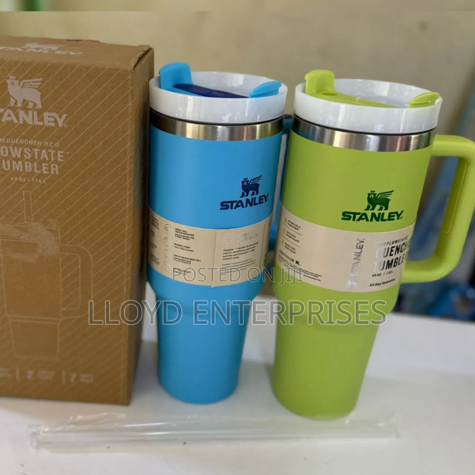 Lime Green and Blue Stanley Cups