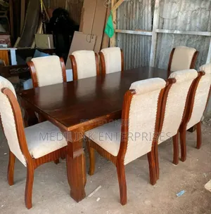 8-Seater Wooden Upholstered Dinner Set