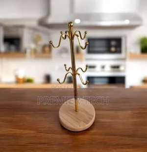 8 Slot Golden Cup Stand on a Bamboo Base