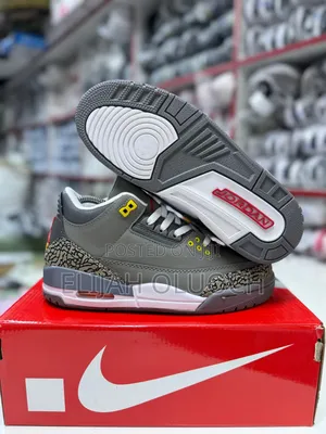 Leather Shoes Grey Jordan 3