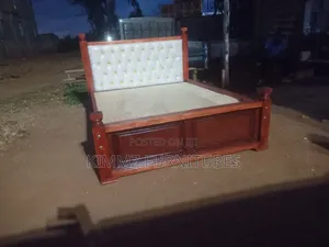 Hardwood Bed With a Mocket Headboard