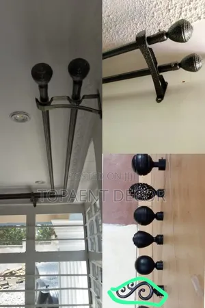 Corner Windows Powder Coated Curtain Rods And Flowers