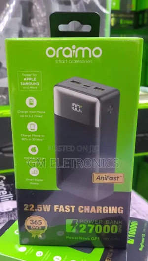Oraimo Powernova Qf1 27000mah Power Bank With 22.5w Fast Charge.