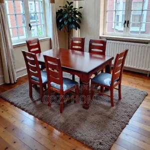 Dining Set a Solid 6 Seater Dining Set, Walnut Brown