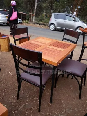 Mahogany Metallic Bars Table Set