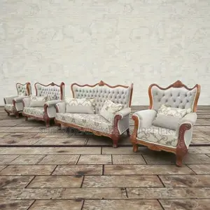Hand Carving Antique Design 7 Seater Ex- Uk Premium Fabric Sofa