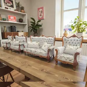 Hand Carving Antique Design 7 Seater Ex- Uk Royal Fabric Sofa Seat