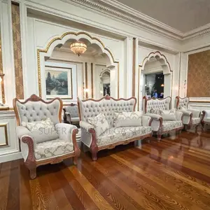 Ex- Uk Hand Carving Antique Design 7 Seater Solid Wood Sofa Set