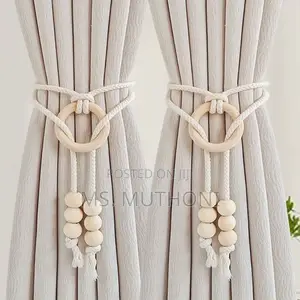 *2pcs Natural Cotton Rope Curtain Tiebacks Boho Style*