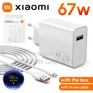 Xiaomi 67w Super Fast Charger Type-C Adapter + 6a Cable (Original)